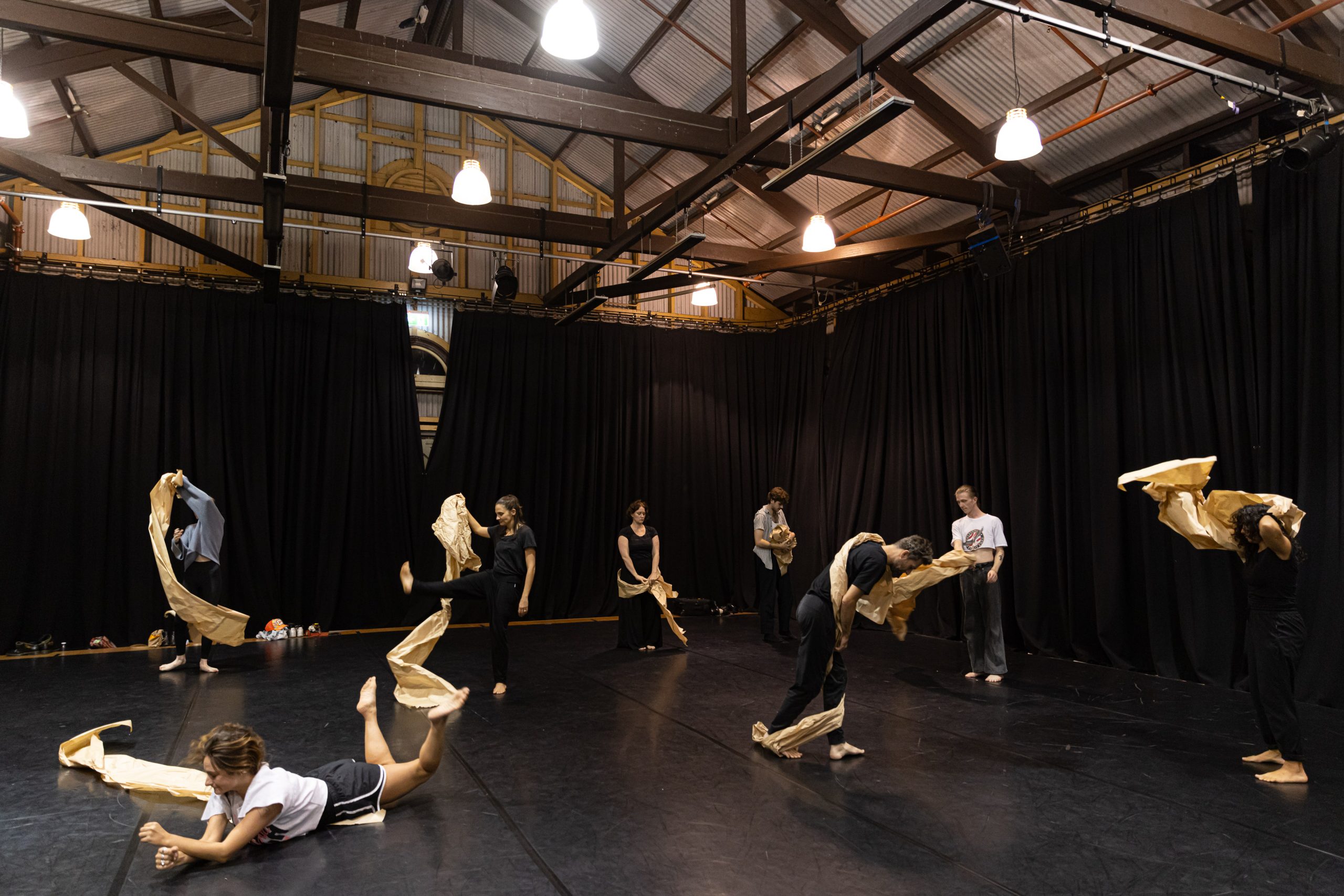 Workshop with Keila Terencio, 2024 Responsive Residency, puppetry & movement based workshop; The Drill Hall, Sydney; photo: Katje Ford.