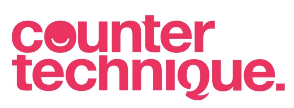 A logo with pink writing spelling the words counter technique